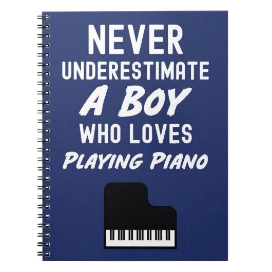 Cute Navy Blue Pianist Cadeaus Voor Jongens Kinder Notitieboek (Voorkant)