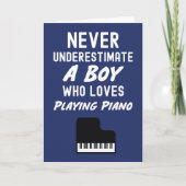Cute Navy Blue Pianist Cards For Baby Boys Piano Kaart (Voorkant)