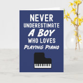 Cute Navy Blue Pianist Cards For Baby Boys Piano  Kaart (Gele Bloem)