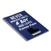 Cute Navy Blue Pianist Gifts For Boys Kids Piano Notitieboek (Rechterzijde)