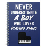Cute Navy Blue Pianist Gifts For Boys Kids Piano Notitieboek (Voorkant)