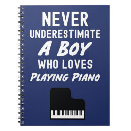 Cute Navy Blue Pianist Gifts For Boys Kids Piano Notitieboek