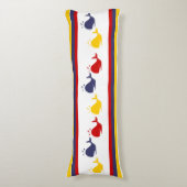 Cute Navy Blue Red Yellow WHALE Striped nautical Lichaamskussen (Voorkant Verticaal)