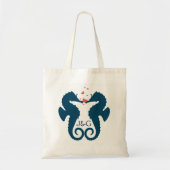 Cute Navy Blue Seapaarden Red Hearts Tote Bag (Voorkant)