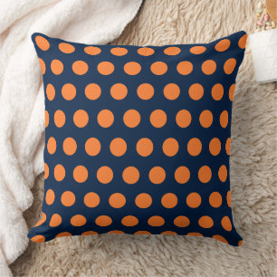 Cute Navy Blue Sinaasappel Polka Dots Kussen