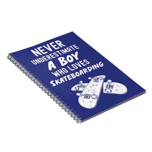 Cute Navy Blue Skateboarding Gifts For Boy For Kid Notitieboek (Rechterzijde)