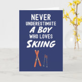 Cute Navy Blue Skiing Cards For Baby Boys Kids Ski Kaart (Gele Bloem)