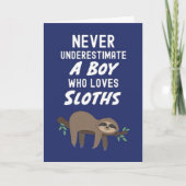 Cute Navy Blue Sloth Cards For Baby Boys Kids  Kaart (Voorkant)