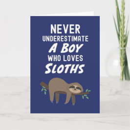 Cute Navy Blue Sloth Cards For Baby Boys Kids Kaart