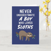 Cute Navy Blue Sloth Cards For Baby Boys Kids  Kaart (Gele Bloem)