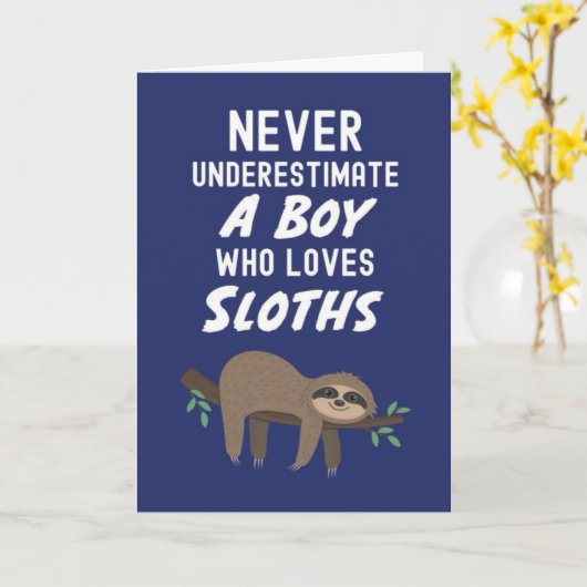 Cute Navy Blue Sloth Cards For Baby Boys Kids  Kaart (Gele Bloem)