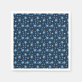 Cute Navy Blue Star Patterned Party Servet
