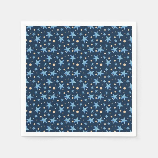 Cute Navy Blue Star Patterned Party Servet (Voorkant)