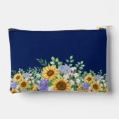 Cute Navy Blue Watercolor Wildflowers Cosmetic Bag Etui (Achterkant)