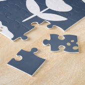 Cute Navy Blue White Floral Monogram Legpuzzel (Zijkant)