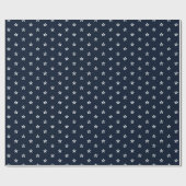 Cute Navy Blue White Snowflakes Feestdagen Pattern Cadeaupapier (Vlak)