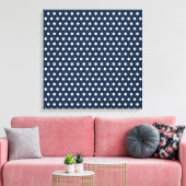 Cute Navy Blue White Tiny Little Polka Dots Gifts Canvas Afdruk (Insitu (Woonkamer))