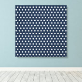 Cute Navy Blue White Tiny Little Polka Dots Gifts Canvas Afdruk (Insitu (Houten vloer))