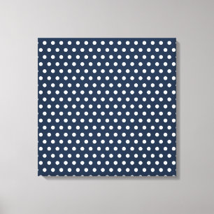 Cute Navy Blue White Tiny Little Polka Dots Gifts Canvas Afdruk