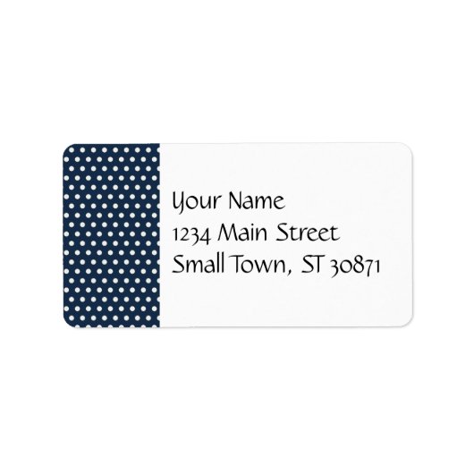 Cute Navy Blue White Tiny Little Polka Dots Gifts Etiket (Voorkant)