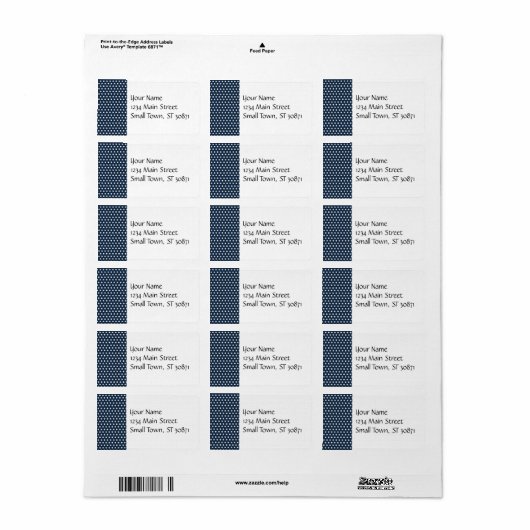 Cute Navy Blue White Tiny Little Polka Dots Gifts Etiket (Full Sheet)