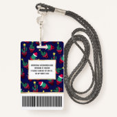 Cute Navy Decorated Cactus Tree Kerstlampjes Badge (Achterkant met draagriem)