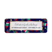 Cute Navy Decorated Cactus Tree Kerstlampjes Etiket (Voorkant)