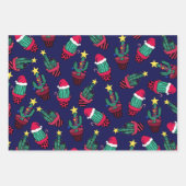 Cute Navy Decorated Cactus Tree Kerstlampjes Inpakpapier Vel (Voorkant 3)