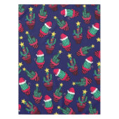 Cute Navy Decorated Cactus Tree Kerstlampjes Tafelkleed (Voorkant)