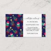 Cute Navy Decorated Cactus Tree Kerstlampjes Visitekaartje (Achterkant)