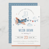 Cute Navy Fly Over Plane Garland Birthday Invite Bedankkaart (Voorkant / Achterkant)