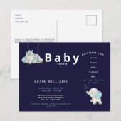 Cute Navy Funny Boy Ma Life Baby shower konounce Aankondigingskaart (Voorkant / Achterkant)