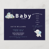 Cute Navy Funny Boy Ma Life Baby shower konounce Aankondigingskaart (Voorkant)