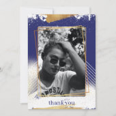 Cute Navy & Gold Framed Afstuderen Hartelijk dank Kaart (Voorkant)
