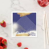 Cute Navy & Gold Framed Graduation Party Napkins Servet (Insitu)