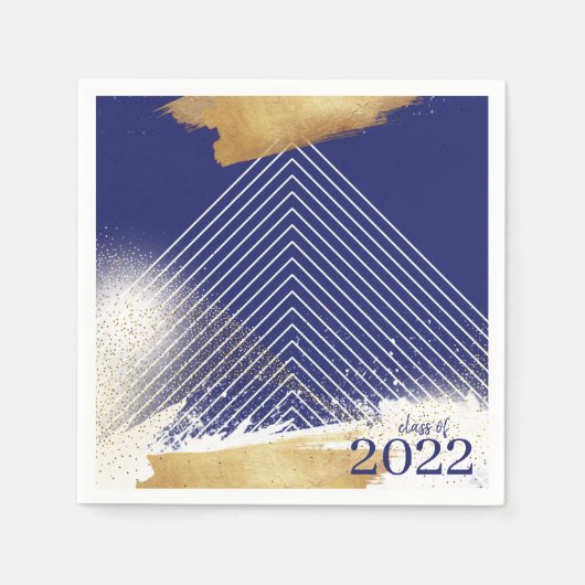 Cute Navy & Gold Framed Graduation Party Napkins Servet (Voorkant)