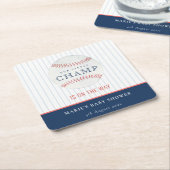 Cute Navy Ons kleine Champ Baseball Baby shower Kartonnen Onderzetters (Schuin)