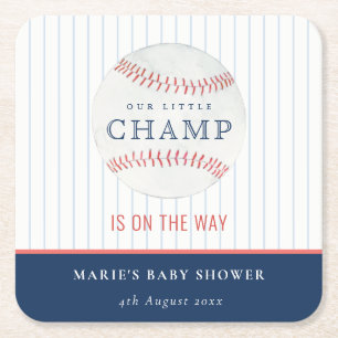 Cute Navy Ons kleine Champ Baseball Baby shower Kartonnen Onderzetters