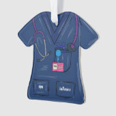 Cute Navy Personalized Nurse Scrub Kerstmis Ornament (voorkant)