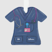 Cute Navy Personalized Nurse Scrub Kerstmis Ornament (voorkant)