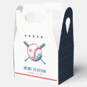Cute Navy Red Baseball Bat Star Kids Birthday Bedankdoosjes (Geopend)