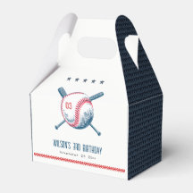 Cute Navy Red Baseball Bat Star Kids Birthday