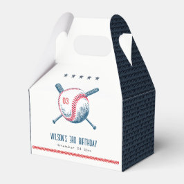 Cute Navy Red Baseball Bat Star Kids Birthday Bedankdoosjes