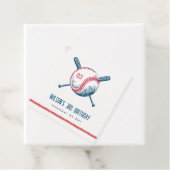 Cute Navy Red Baseball Bat Star Kids Birthday Bedankjes Labels (In situ)