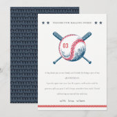 Cute Navy Red Baseball Bat Star Kids Birthday Bedankkaart (Voorkant / Achterkant)