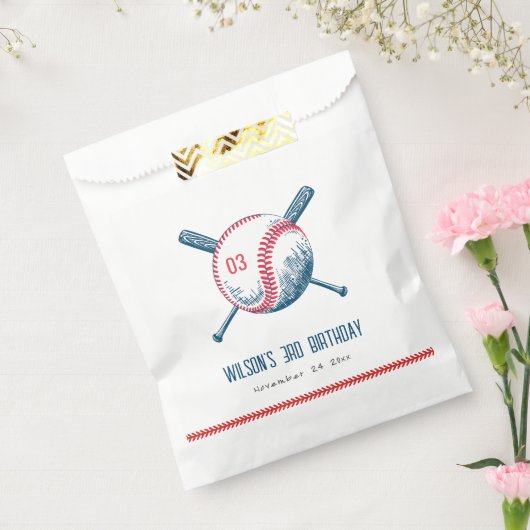 Cute Navy Red Baseball Bat Star Kids Birthday Bedankzakje (Gezegeld)