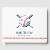 Cute Navy Red Baseball Bat Star Kids Birthday Gastenboek (Voorkant)