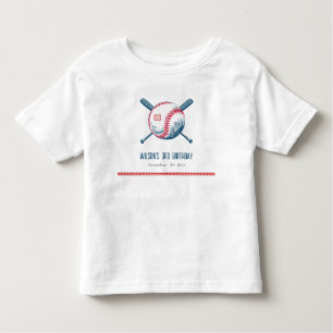 Cute Navy Red Baseball Bat Star Kids Birthday Kinder Shirts