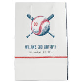 Cute Navy Red Baseball Bat Star Kids Birthday Medium Cadeauzakje (Achterkant)