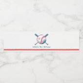 Cute Navy Red Baseball Bat Star Kids Birthday Waterfles Etiket (Enkel label)